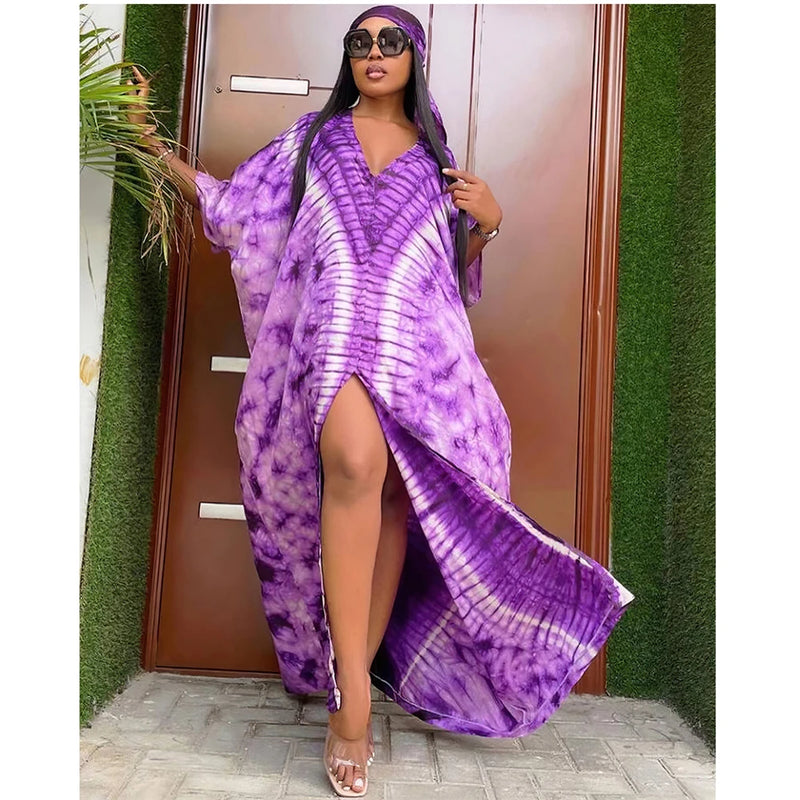 Ankara Dashiki Scarf Gown Caftan Dress