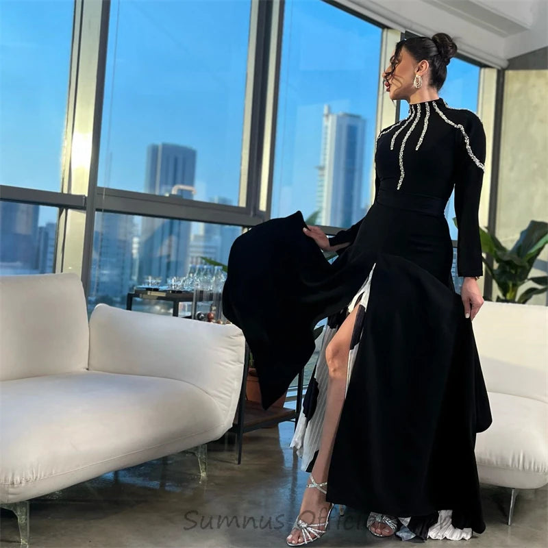 Shiny High Neck Evening Dress