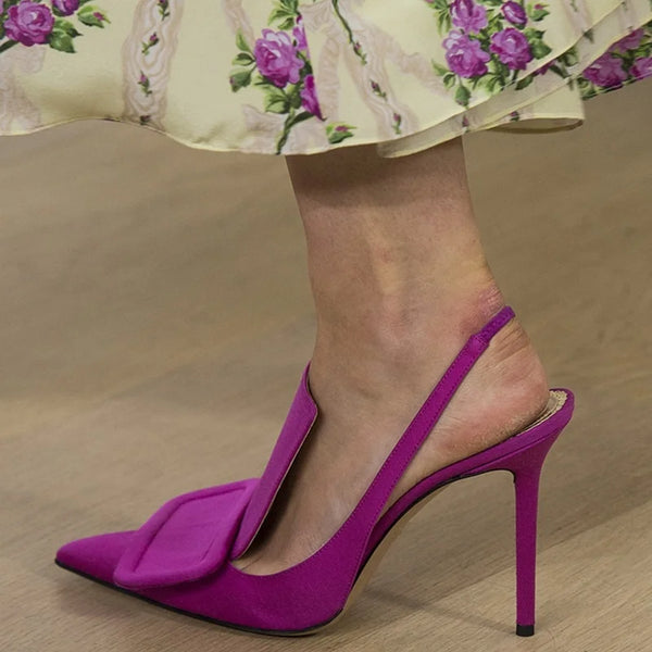 Purple Satin Pointy Toe High Heel