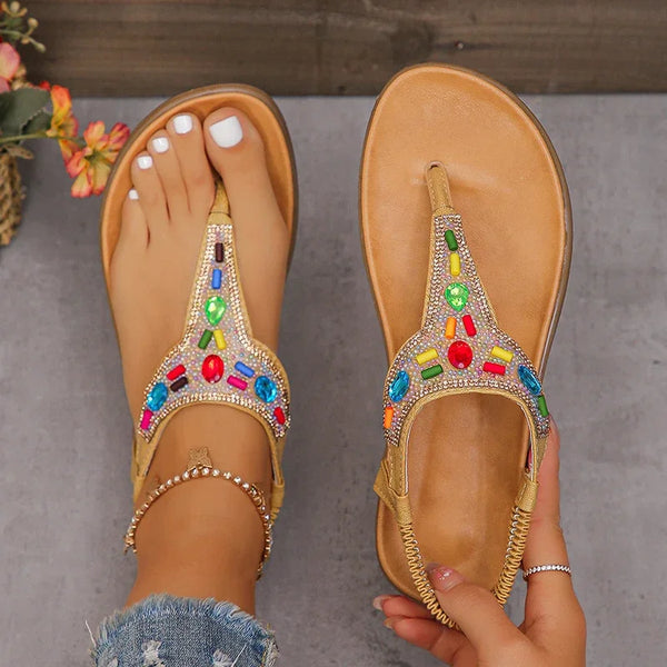 CAMINA Fashion Rhinestone Flat Sandals