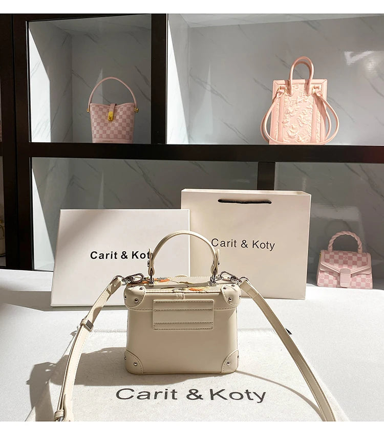 Sweet Luxury Box Bag with Delicate Flower Pendant