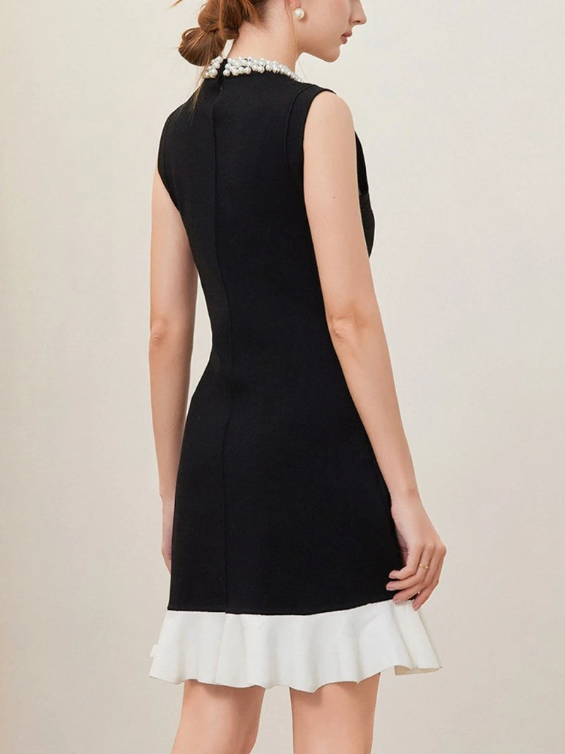 Round Neck Sleeveless Ruffles Mini Dress