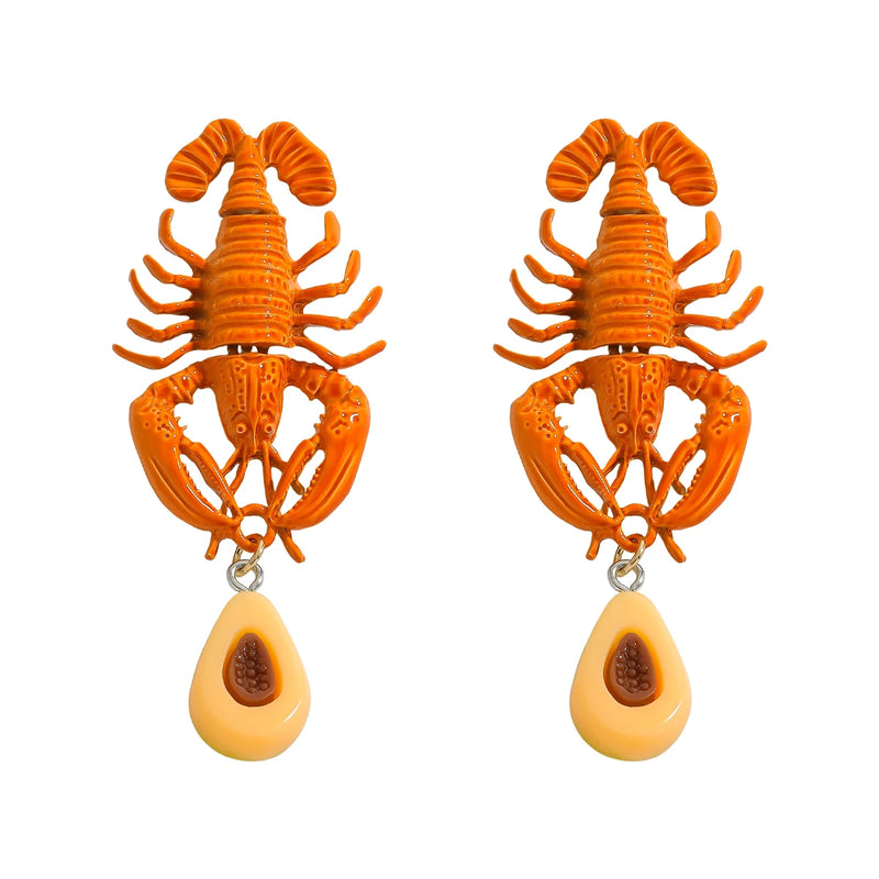 Enamel Crab Drop Earrings