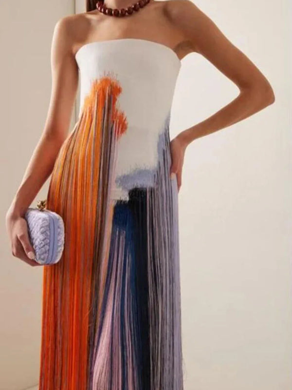 Chic Hollow Out Sleeveless Strapless Tube Dress