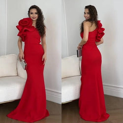 Shoulder A-line Flowers Bespoke Occasion Dress