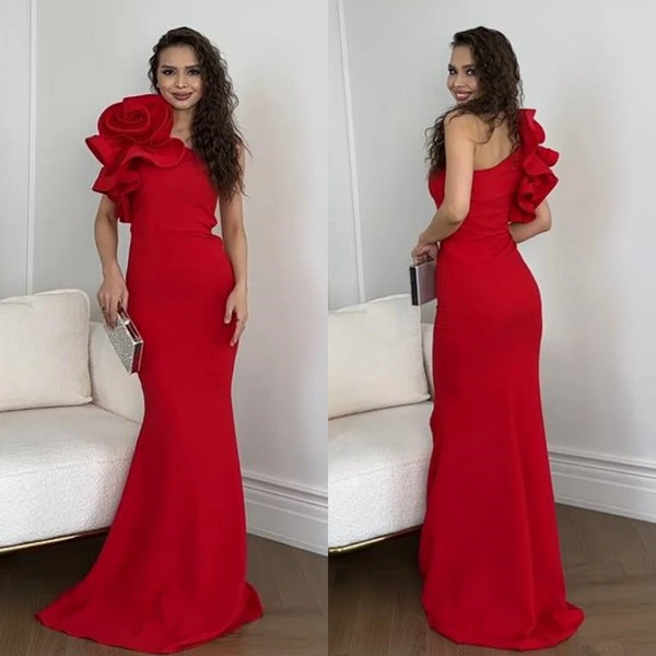 Shoulder A-line Flowers Bespoke Occasion Dress