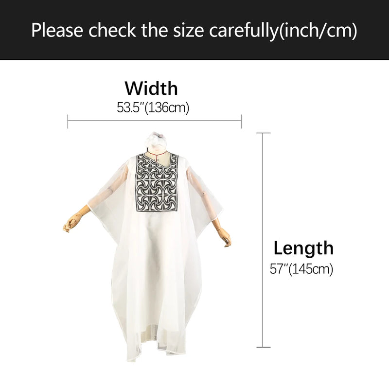 White Abaya Embroidery With Scarf