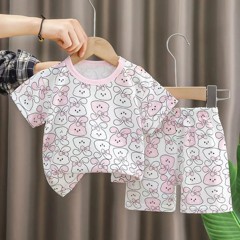 1-6T cotton short sleeve T shirt shorts cartoon set