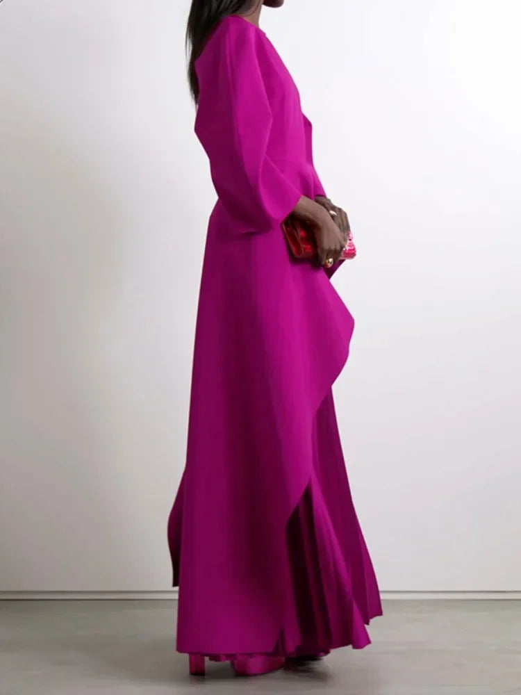 CAMINA New Spring Fuchsia Banquet Long Sleeve Dress