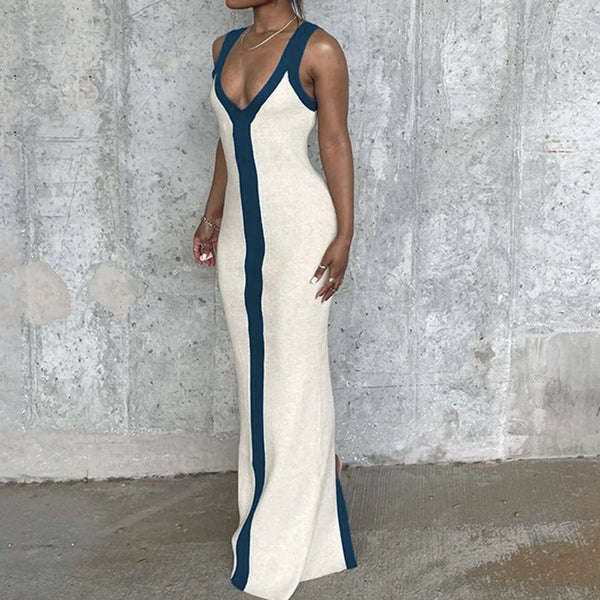 Elegant Summer V-neck Slip Draped Dress