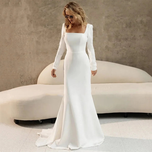 Civil Wedding Dress Long Sleeve