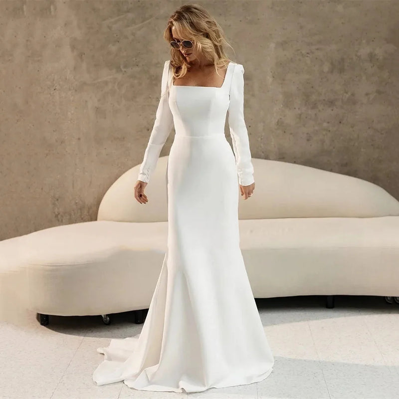 Civil Wedding Dress Long Sleeve