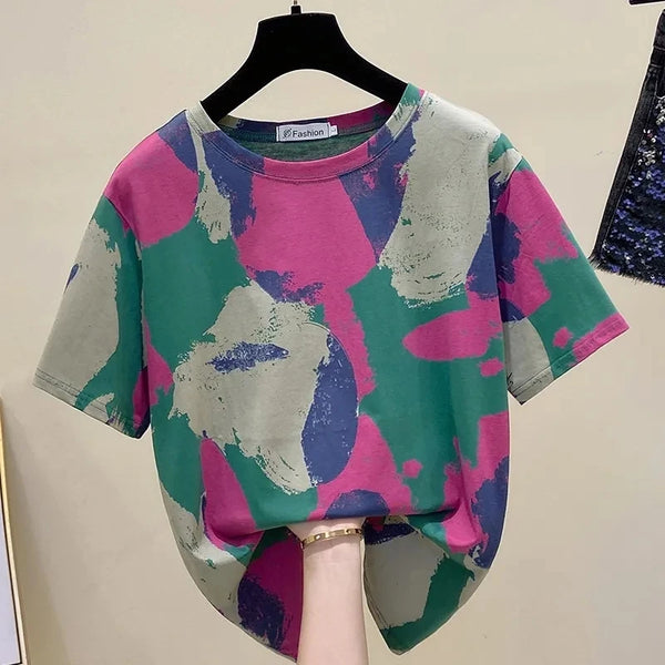 Tie Dye Vintage O-Neck Short Sleeve T-Shirt