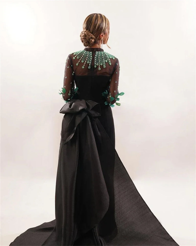 Elegant Evening A-line Flower Chiffon Dress
