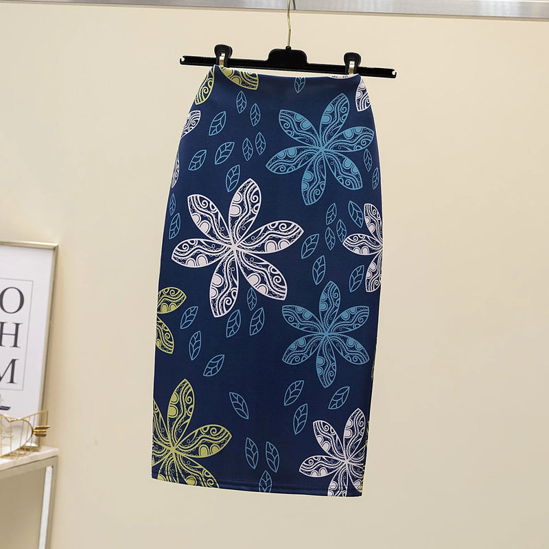 Vintage Flower Print Bodycon Pencil Skirt