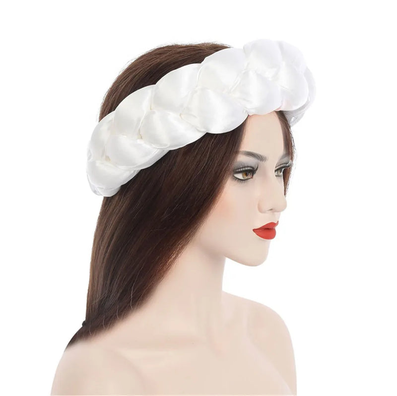 Exaggerated Satin Braid Headband for Women