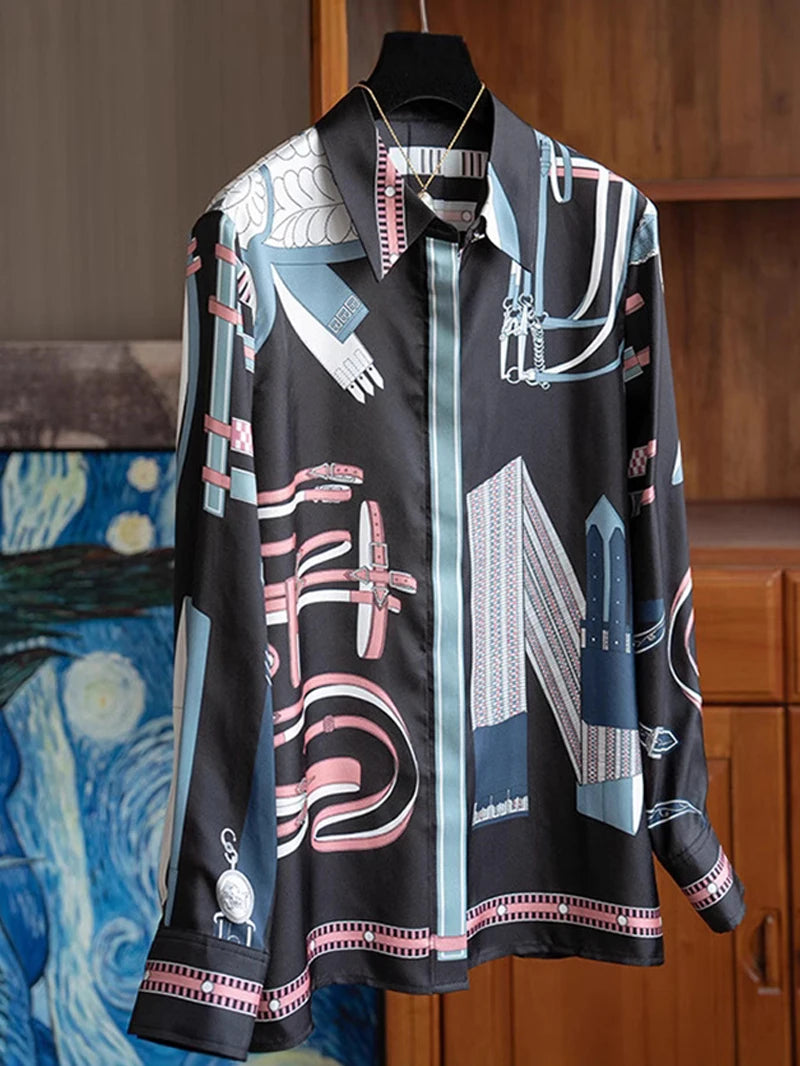 Vintage Shirt Autumn Long Sleeve Luxury Print Blouses