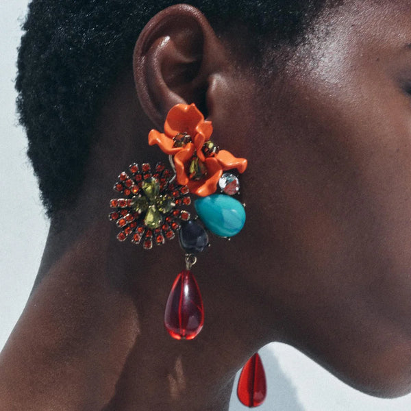 Elegant Colorful Resin Rhinestone Earrings