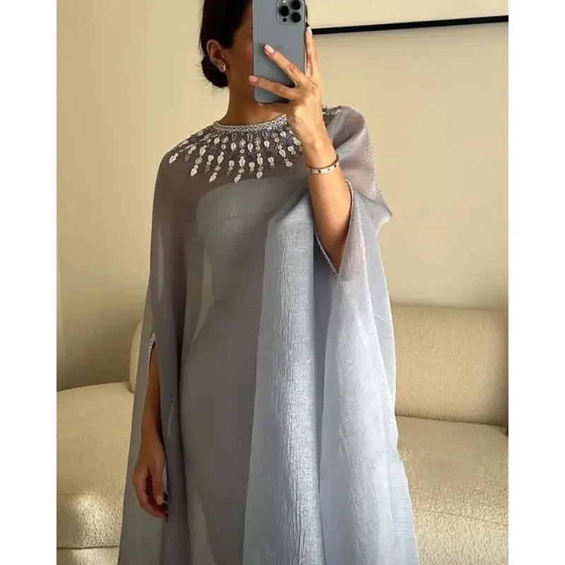 Elegant O-Neck Long Sleeves Evening Gowns