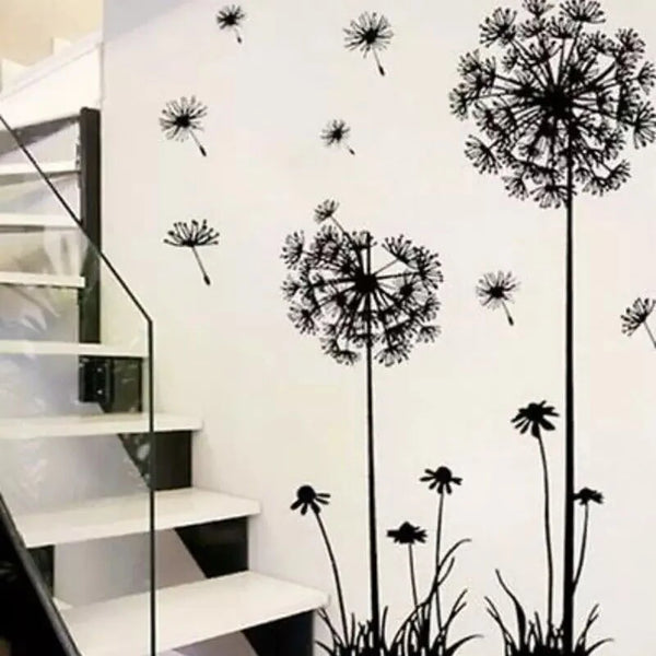 Black Dandelion Sitting Room Bedroom Wall Stickers