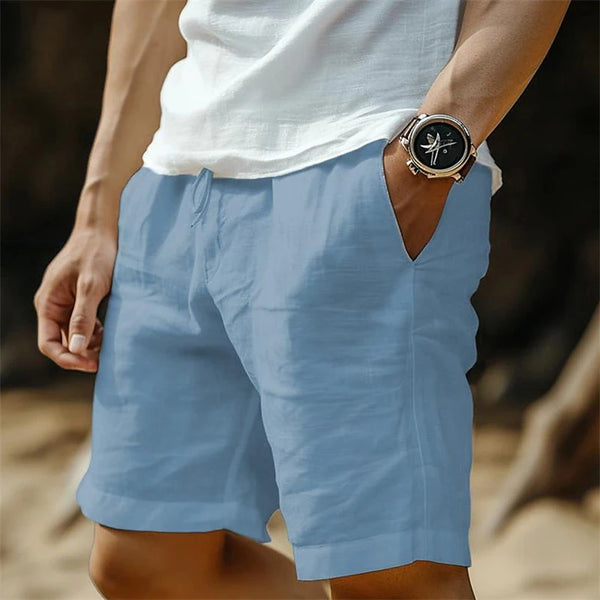 Vintage Linen Casual Solid Loose Straight Shorts