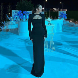 Elegant Long Sleeve Show off Breast Evening Dress