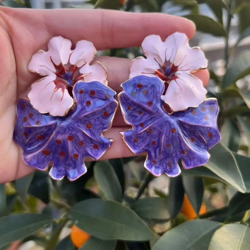 Sweet Temperament Wave Dot Leaf Flower Earrings