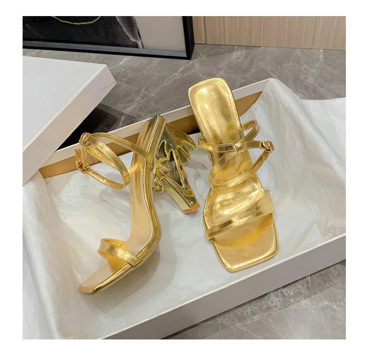 Ankle Cross Strap Open Toe Stripper Heels Shoes