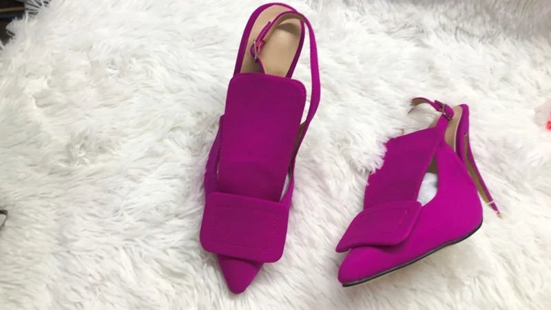 Purple Satin Pointy Toe High Heel