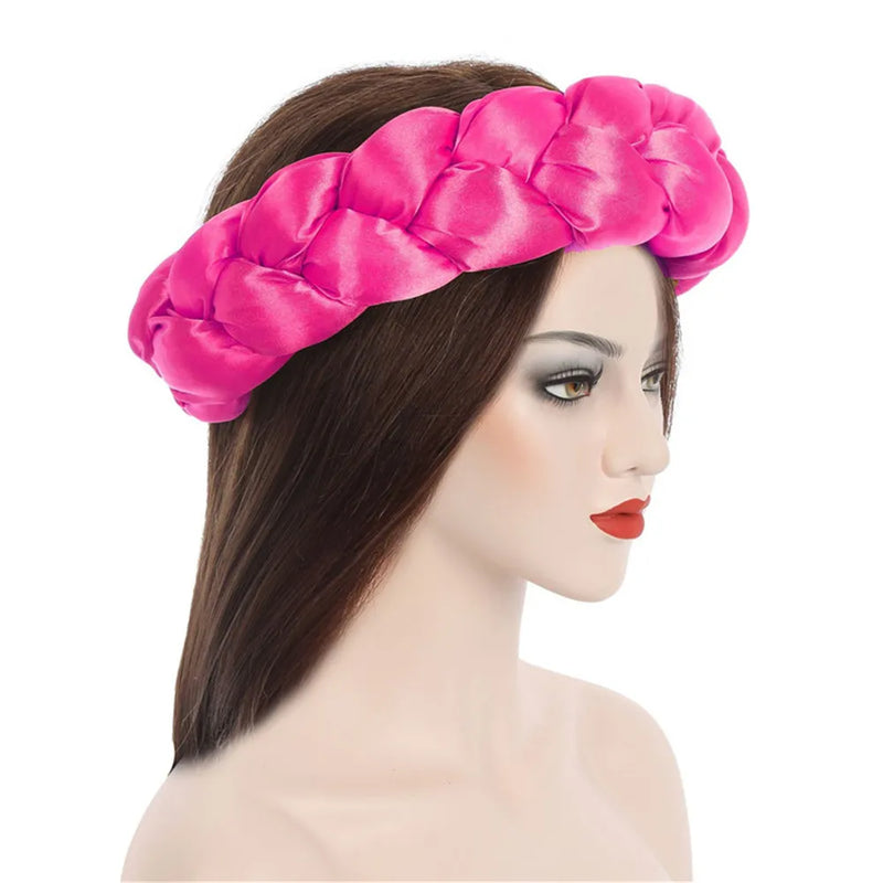 Exaggerated Satin Braid Headband for Women