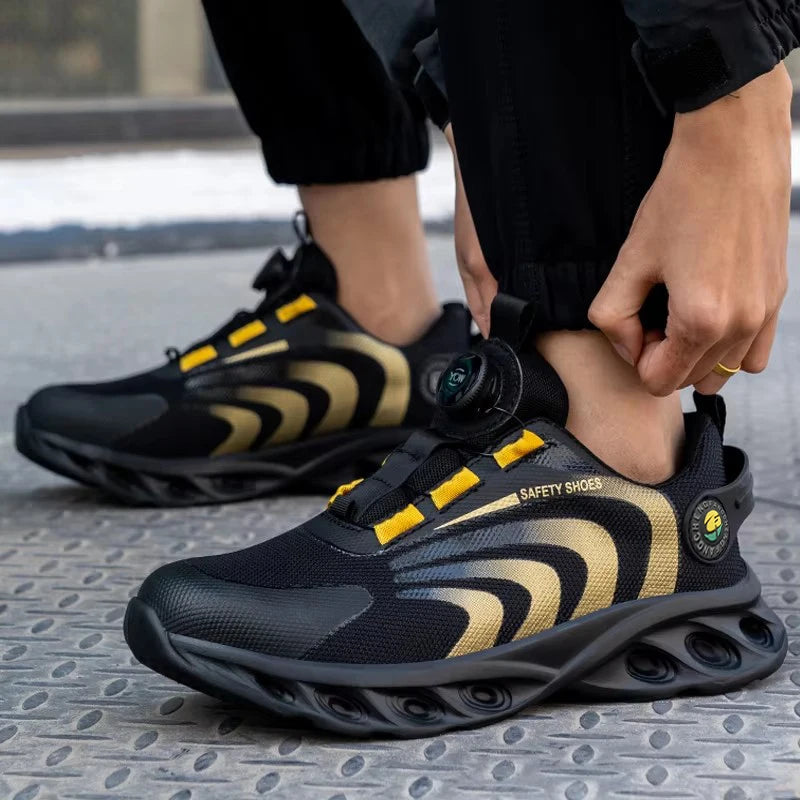 Rotary Buckle Work Sneakers Protective Lightweight Safety Shoes