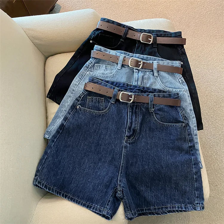 Denim shorts high waist loose wide Legs