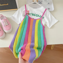 Strap Rainbow T-Shirt Dress