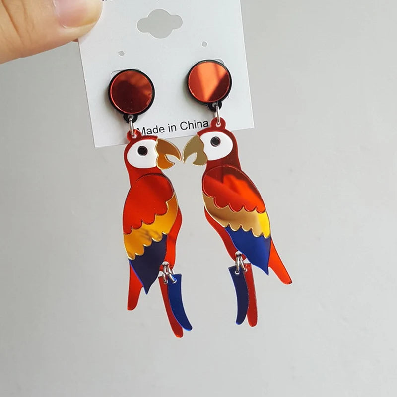 Cute Parrot Acrylic Birds Drop Dangle Earrings