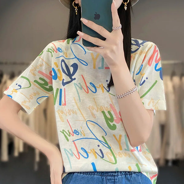 Thin Knitted Short-Sleeved Mulberry Silk Ice Silk Shirt