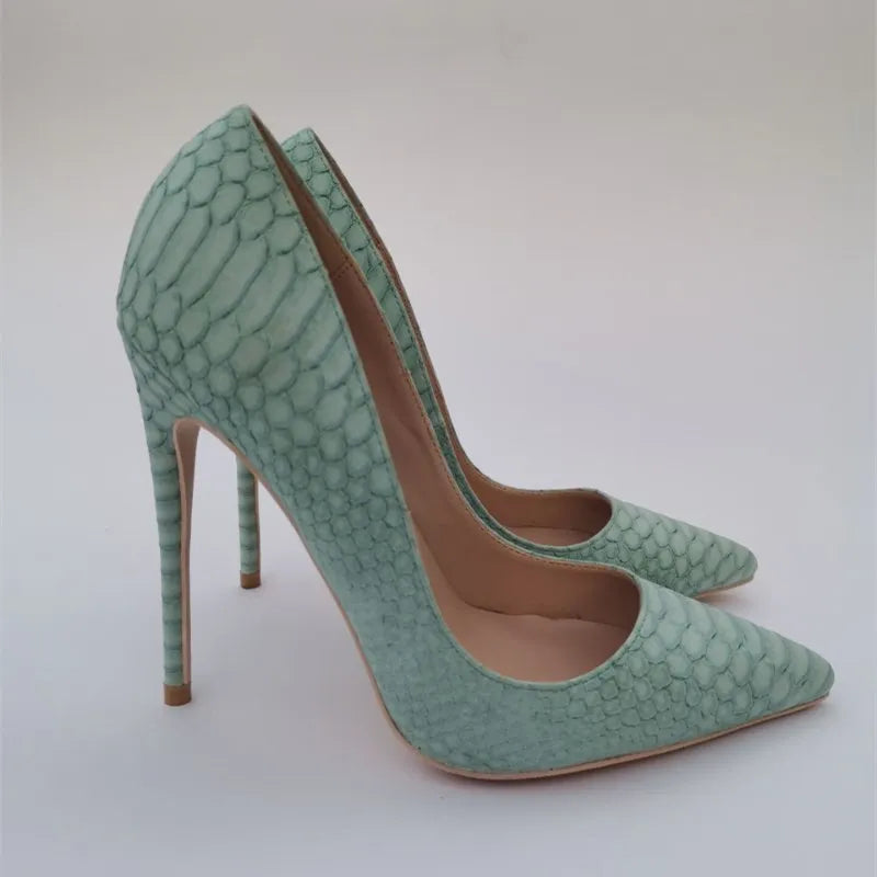 CAMINA light green snake pattern High Heel