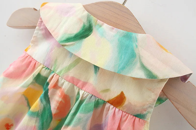 Summer Sweet large flower doll collar sleeveless cotton dress