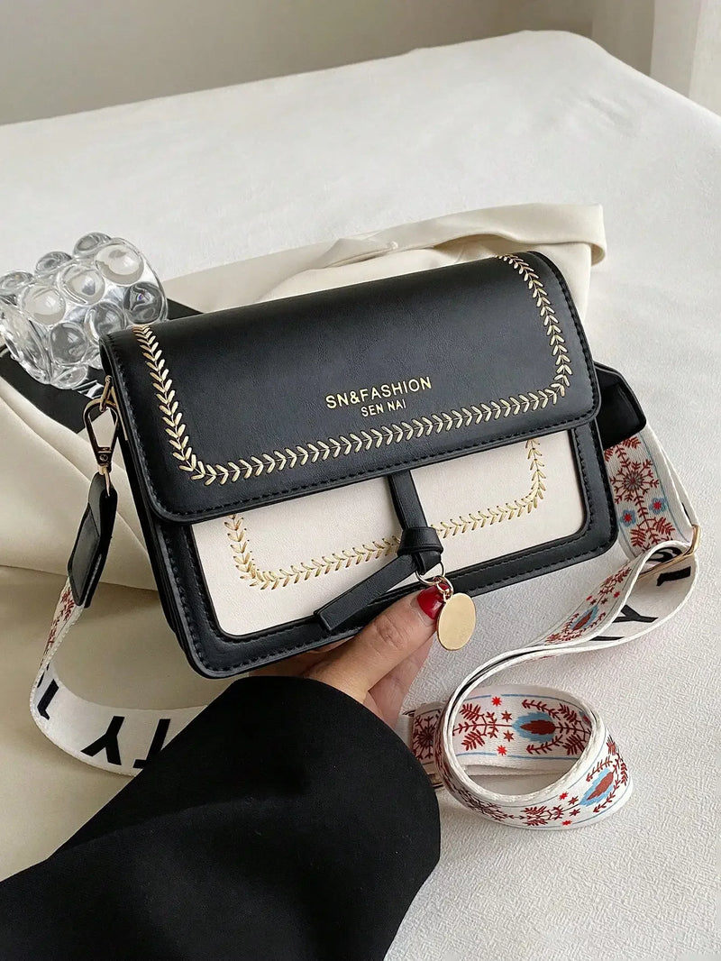 Crossbody Square Bag with Wide Shoulder Strap
