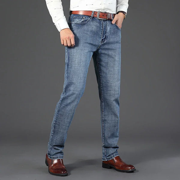Spring Autumn Straight Elastic Slim Fit Casual Work Pants