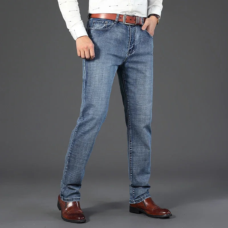 Spring Autumn Straight Elastic Slim Fit Casual Work Pants