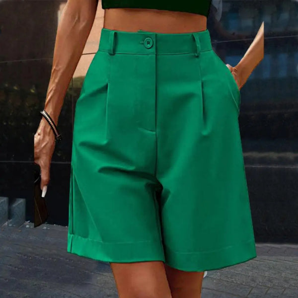 Elegant Straight Zipper Clouse Office Shorts
