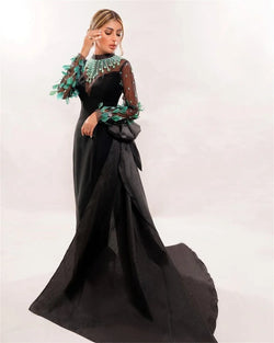 Elegant Evening A-line Flower Chiffon Dress