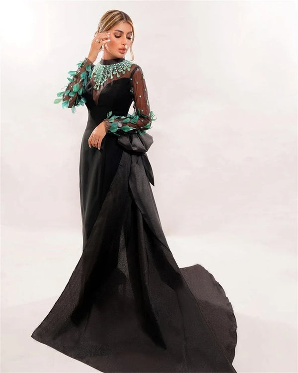 Elegant Evening A-line Flower Chiffon Dress