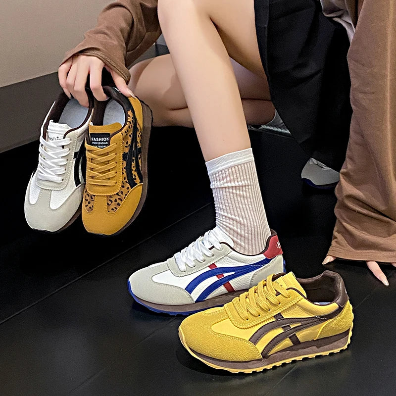 Sneakers Leather Platform Anti-Slip Running