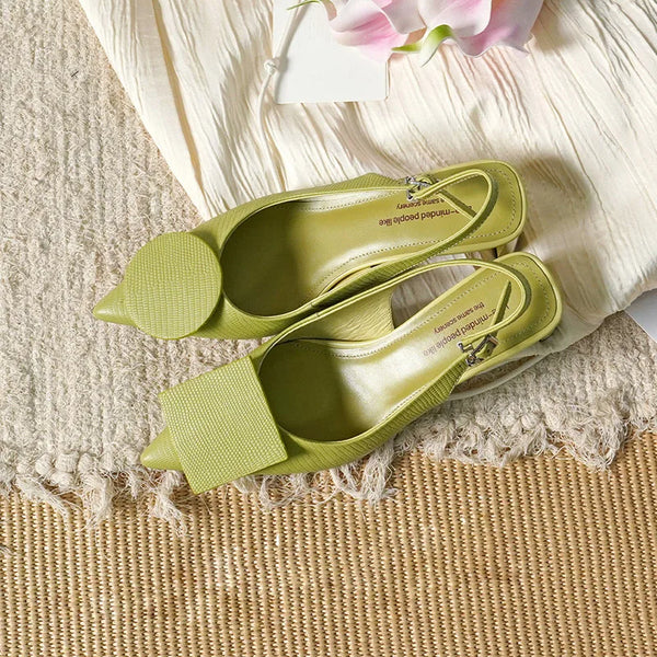Asymmetric design Genuine leather pointed cover toe sandals