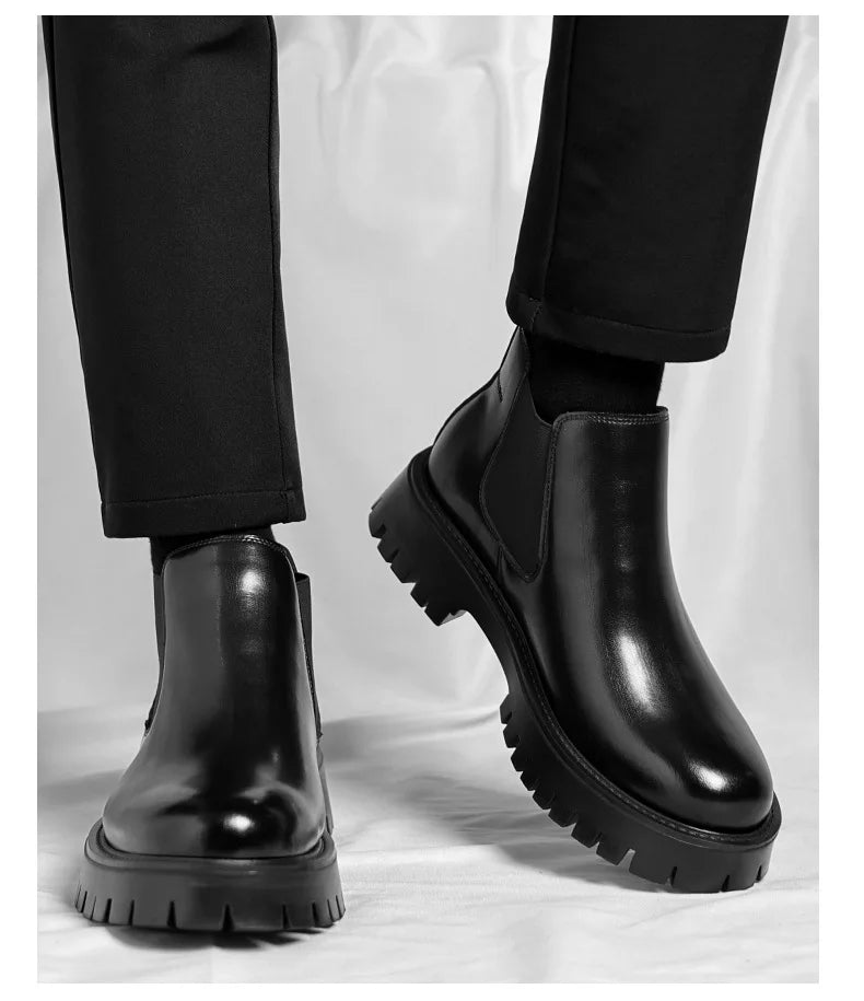 Classic Retro Chelsea Leather Ankle Boots