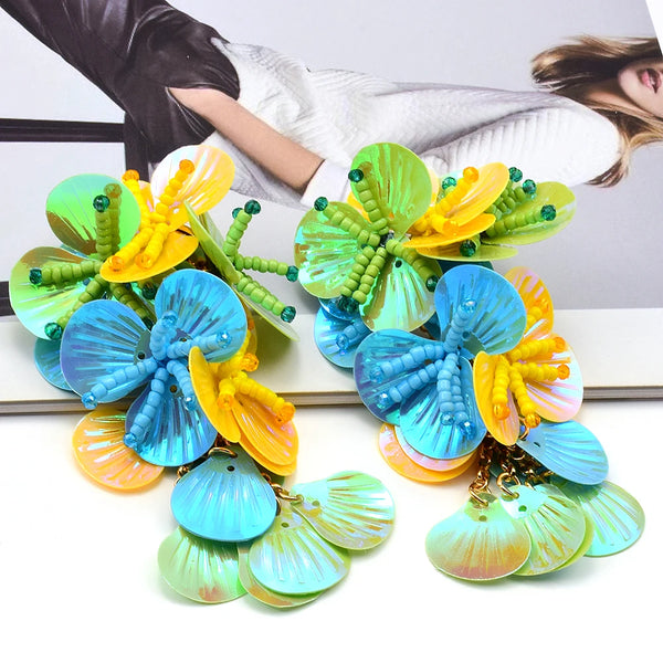 Resin Flower Multicolored Designs Bohemian Handmade Dangle Earrings