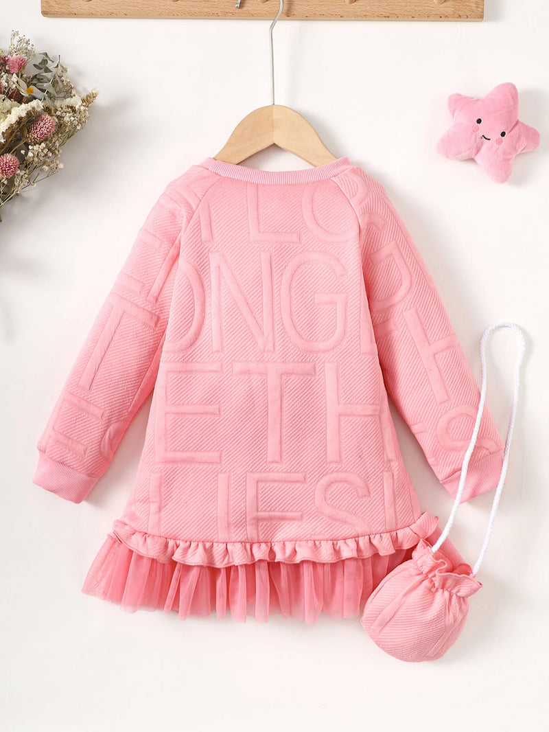 2-7 Years Girls Embossed Letter Long Skirt
