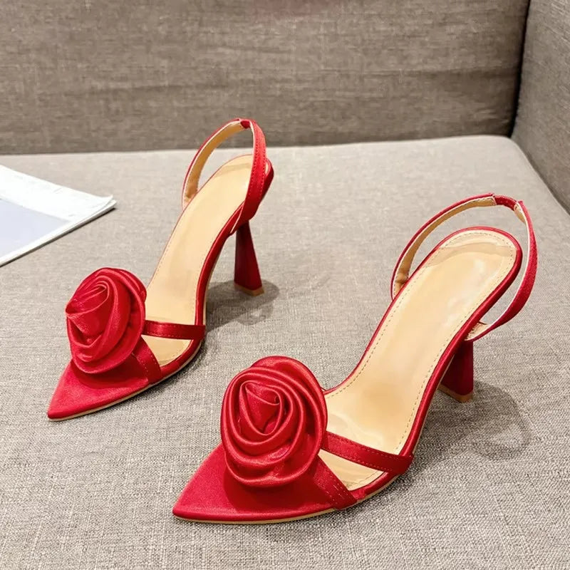 Silk Rose Flowers Slippers Sandal