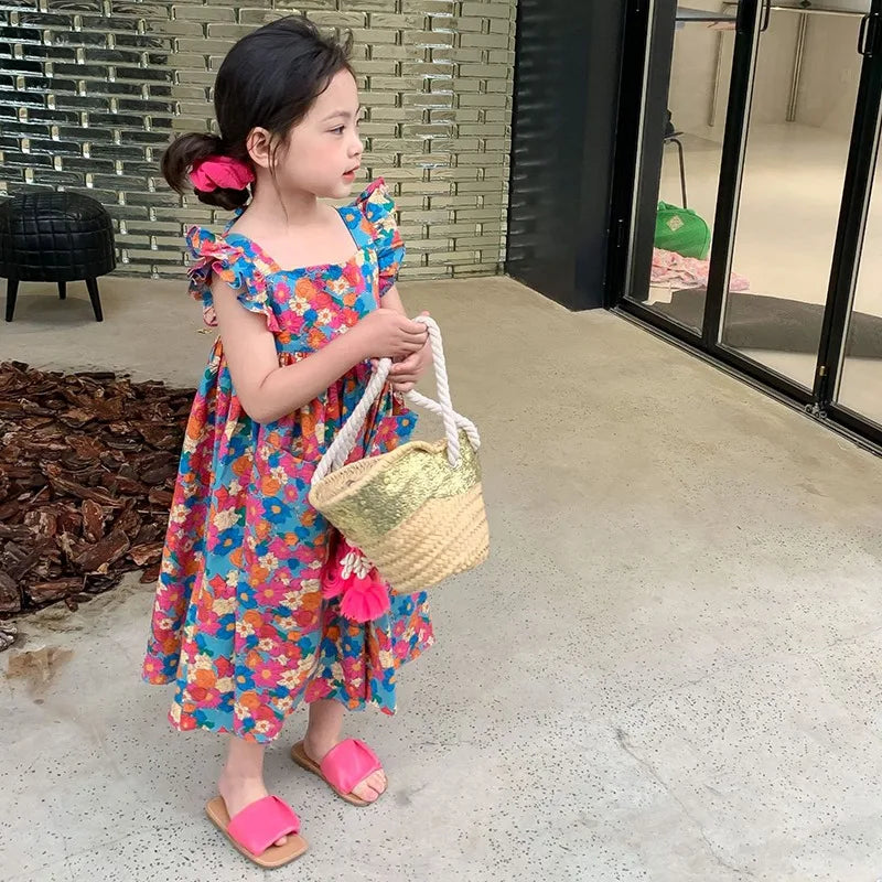 Square Neck Flying Sleeves Cute Princess Dress